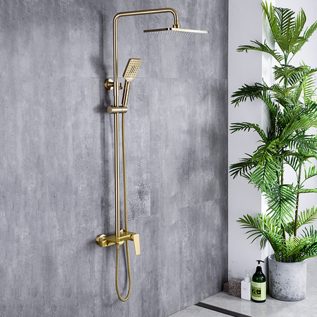 Kaiping Gockel Top Spray Rainfall Latón Montaje en pared Grifo de bañera con juego de ducha de mano Juego de ducha de lluvia
