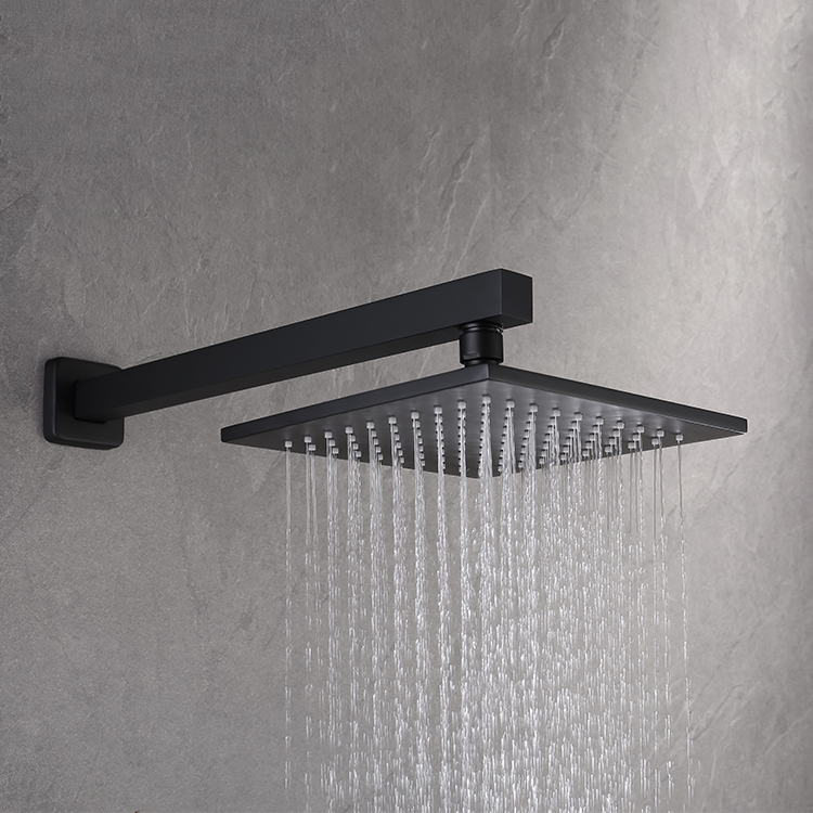 Mezclador de ducha de baño de agua fría y caliente montado en la pared de cobre negro mate Juego de ducha oculta de lluvia