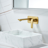 Grifo de baño montado en la pared de oro de lujo moderno, grifo mezclador de lavado oculto de agua caliente y fría de un solo mango