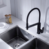 Grifo monomando negro para cocina, montaje en cubierta, agua caliente y fría, grifos mezcladores para fregadero de cocina