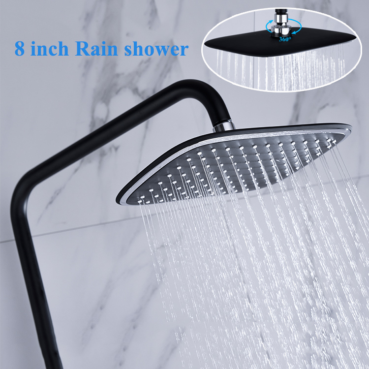 Conjunto de sistema de ducha de latón moderno Conjunto de ducha de lluvia montado en la pared de agua fría y caliente para baño
