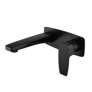 Grifo de baño de pared de diseño moderno grifo mezclador de cascada montado en la pared de latón negro mate
