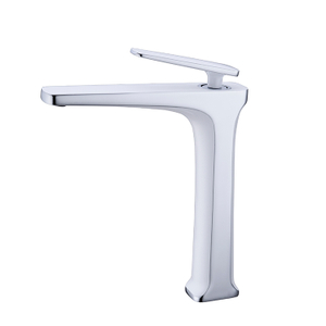 Grifo de agua para lavabo de baño de cuerpo alto de latón blanco y cromo de una sola palanca moderno