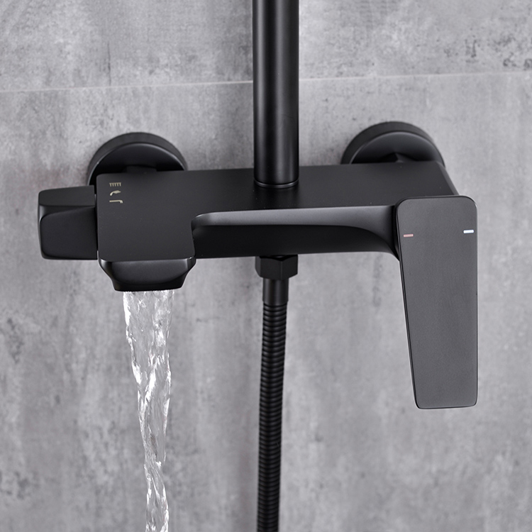 Juego de ducha de lluvia para baño expuesto Kaiping Gockel Matt Black con ducha de mano
