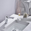 Grifo mezclador para lavabo de baño cromado de una sola palanca de agua fría y caliente de latón contemporáneo