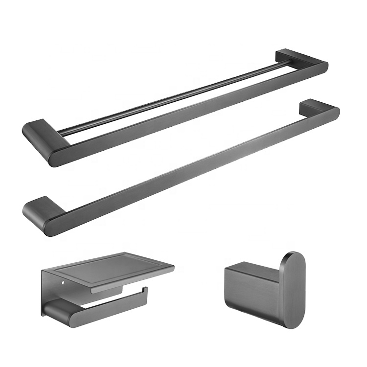 Juego de accesorios de baño de acero inoxidable montado en la pared de hardware de baño gris de pistola moderna