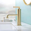 Grifo monomando de latón dorado cepillado de alta calidad, grifo mezclador de lavado con un orificio, grifo para lavabo de baño