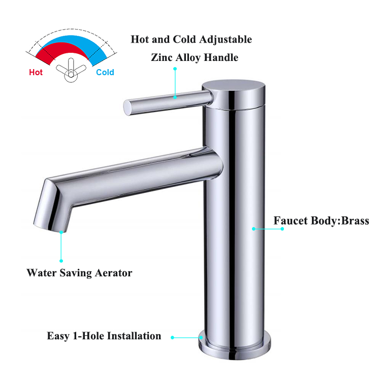 Grifo ISO9001 al por mayor, grifo monomando cromado para lavabo, grifo mezclador de agua para baño