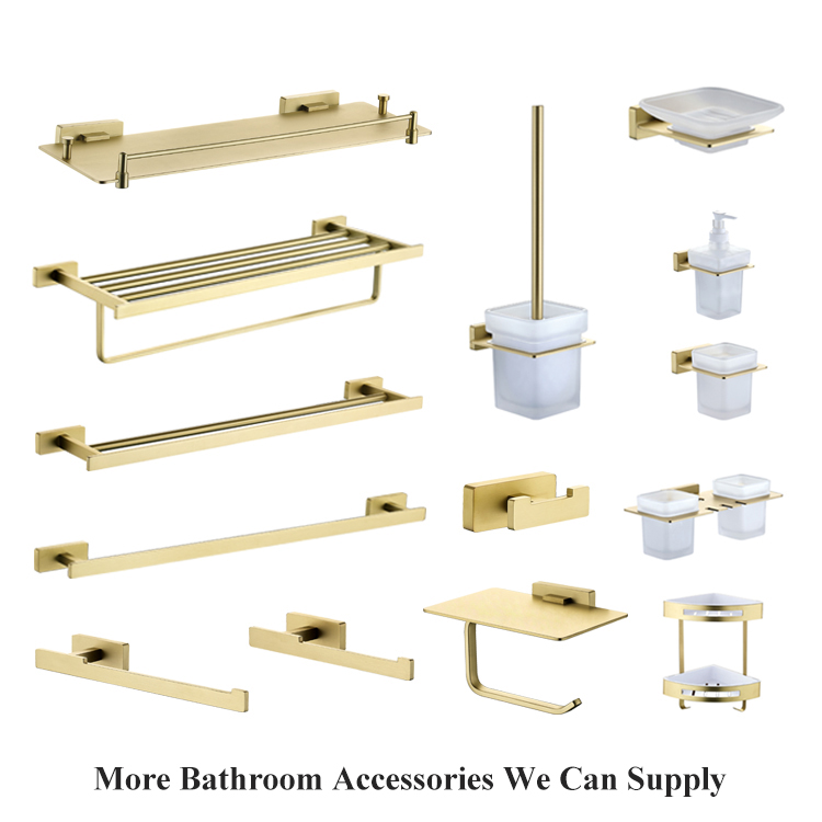 Accesorios de baño de latón dorado de hotel de lujo Portavasos cuadrado montado en la pared de un solo baño
