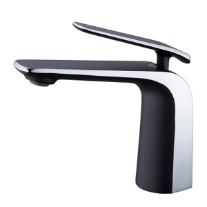 Grifo de baño cromado y negro, nuevo diseño, monomando, montaje en cubierta, lavabo, grifo mezclador