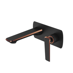 Kaiping Gockel, grifo mezclador oculto de oro rosa y negro montado en la pared, grifo de lavabo de baño de agua fría y caliente de latón