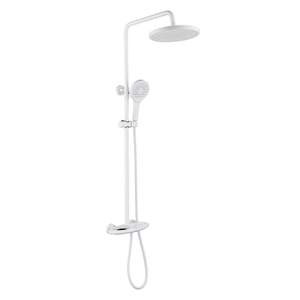 Juego de ducha de grifo de baño termostático expuesto de lluvia de agua fría y caliente blanca de diseño único para baño