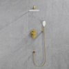 Juego de ducha de baño de oro cepillado Agua fría y caliente en mezclador de ducha oculto de lluvia montado en la pared