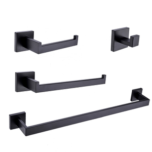 Juegos de accesorios de baño cuadrados Accesorio de baño negro mate de acero inoxidable 304 montado en la pared
