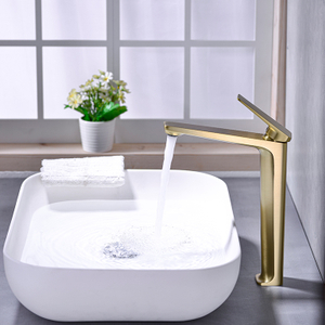 Moderno oro cepillado Agua fría y caliente de un solo orificio Manipulador de baño Mezclador de lavabo Grifo de lavabo
