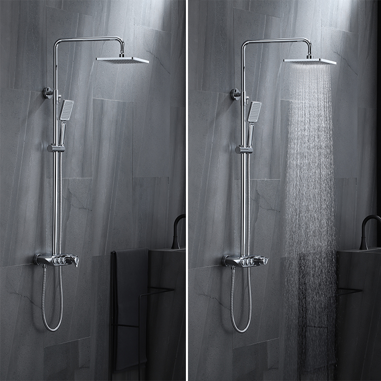 Diseño moderno Baño Montado en la pared Latón Ducha de lluvia Baño Baño Grifo Juego de ducha
