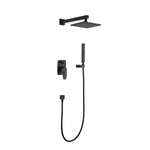 Nuevo diseño en baño montado en la pared Juego de grifos de ducha de lluvia Matt Black Square Rain Shower Set