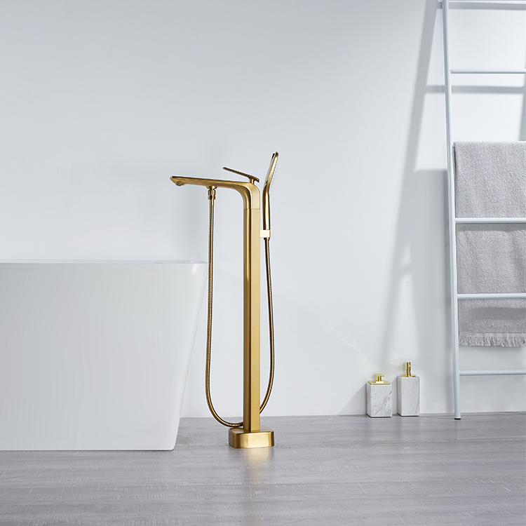 Grifo de ducha de bañera independiente de oro cepillado moderno Grifo de baño mezclador Grifo de bañera
