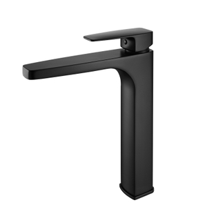 Grifo monomando para lavabo de baño, negro mate, montado en cubierta, moderno
