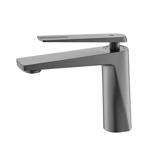 Mezclador de baño de grifo de lavabo de agua fría y caliente de una sola palanca gris de pistola de latón OEM y ODM