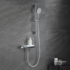 Juego de grifo de ducha de mano termostático de baño montado en la pared cromado de latón de diseño moderno