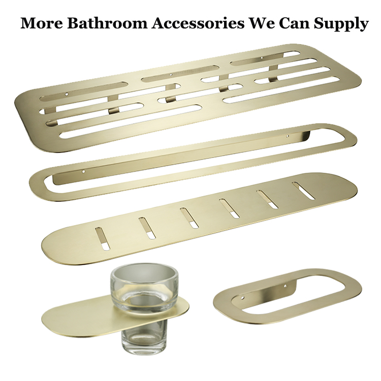 Amazon gran oferta accesorios de decoración de baño de acero inoxidable de lujo barra de toalla individual de baño montada en la pared dorada