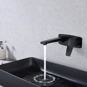 Grifo mezclador de lavabo oculto montado en la pared negro mate de alta calidad para baño