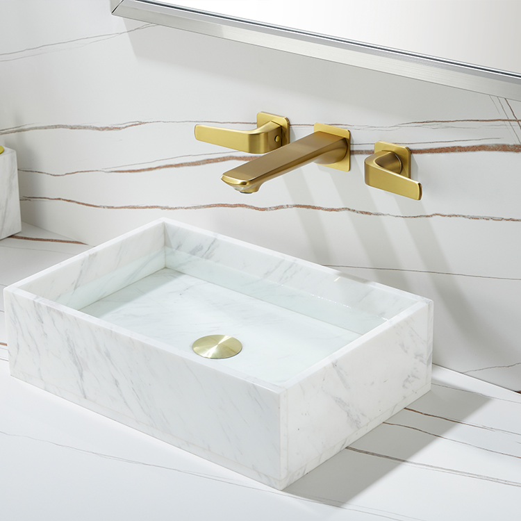 2021 Latón moderno de doble manija Montado en la pared 8 "Grifo mezclador de lavado generalizado Grifo para lavabo de baño