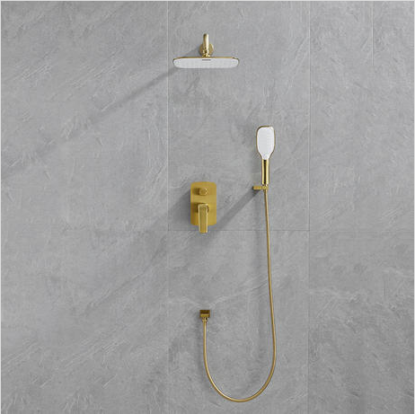 53004SPG Juego de sistema de ducha de lluvia para montaje en pared dorado Juego de grifo de ducha oculto para baño en cascada