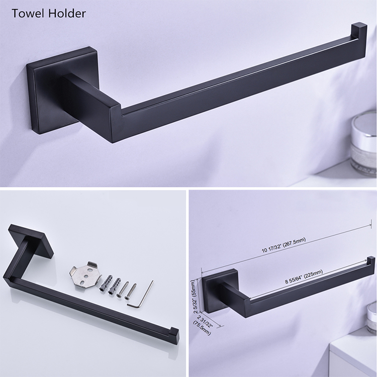 Accesorios de hardware de baño de tocador montado en la pared de acero inoxidable 304 de alta calidad Accesorios de baño negro mate