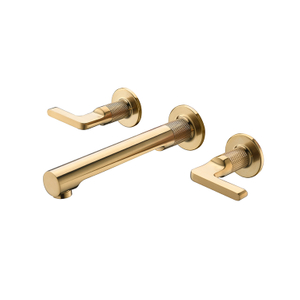Estilo comercial 8 "generalizado de oro cepillado de doble manija de 3 orificios montado en la pared grifo mezclador del fregadero grifo del baño