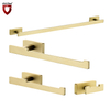 Hotel moderno montado en la pared, cuatro piezas, latón, oro, baño, baño, accesorios, conjunto