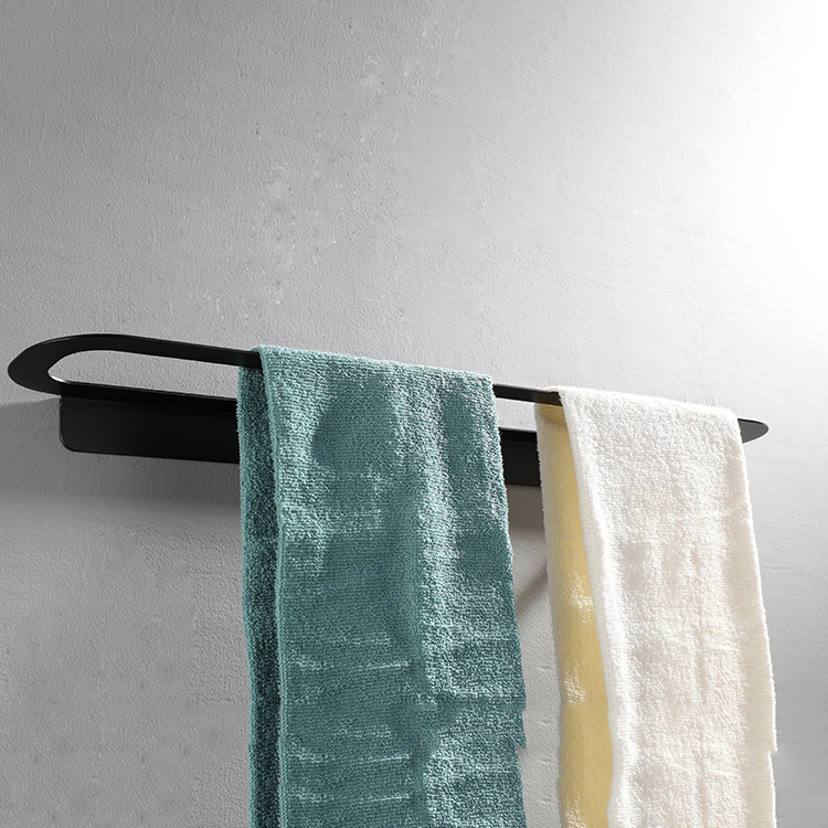 Accesorios de baño Barra de toalla individual para montaje en pared de acero inoxidable negro Barra de toalla individual
